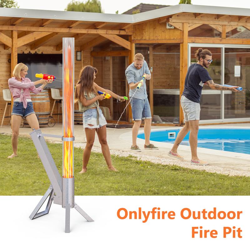 Pellet Torch Patio Heater – Portable Outdoor Fire Pit with Glass Tube, Wood Pellet Flame for Cozy Nights