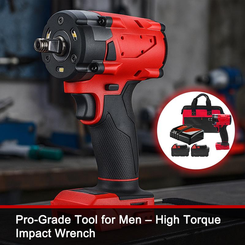 3-in-1 Cordless Impact Wrench - 1/2" Drive, Compatible with M18 Batteries, 4500 RPM Brushless Motor, Red and Black