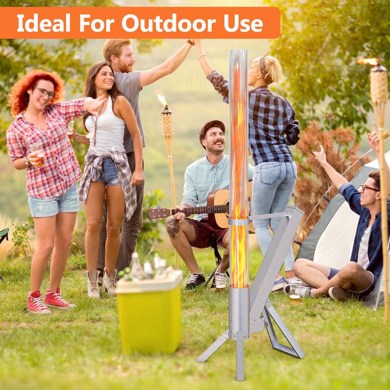 Pellet Torch Patio Heater – Portable Outdoor Fire Pit with Glass Tube, Wood Pellet Flame for Cozy Nights