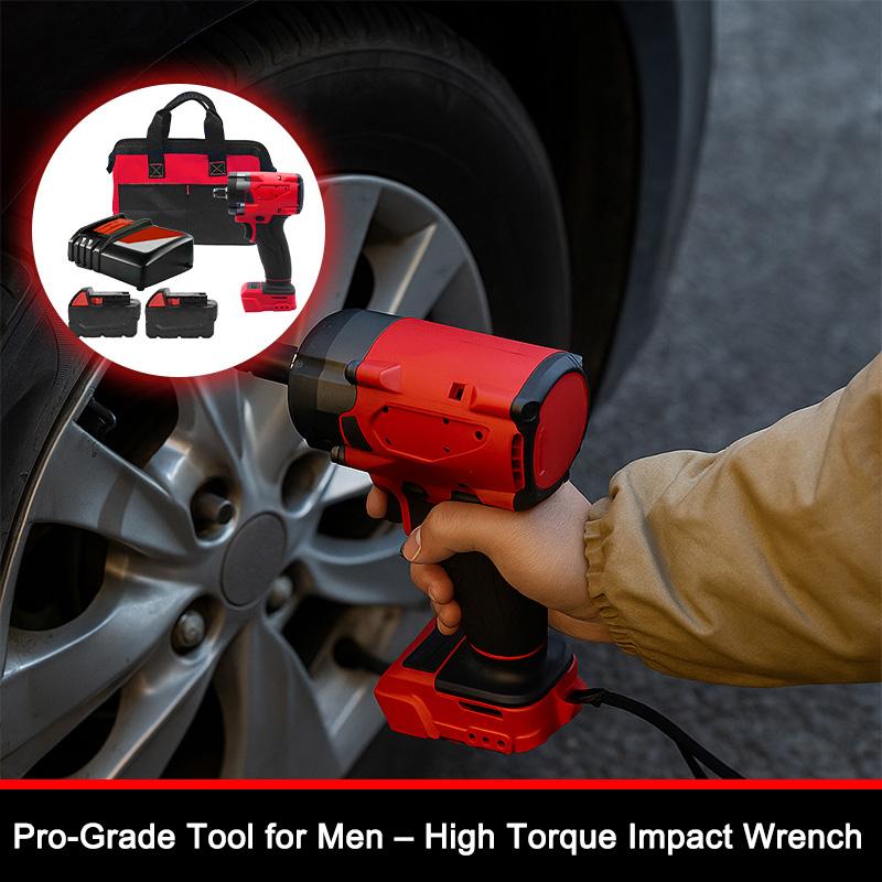 3-in-1 Cordless Impact Wrench - 1/2" Drive, Compatible with M18 Batteries, 4500 RPM Brushless Motor, Red and Black