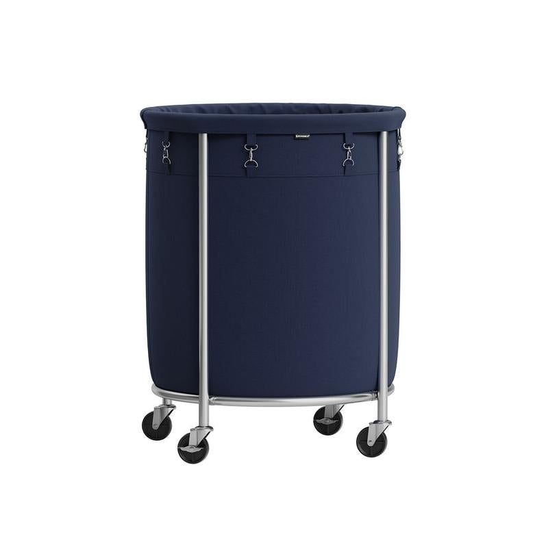 Laundry Basket with Wheels, Rolling Laundry Hamper, Round Laundry Cart with Steel Frame and Removable Bag ,Organiser