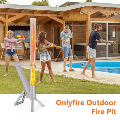 Pellet Torch Patio Heater – Portable Outdoor Fire Pit with Glass Tube, Wood Pellet Flame for Cozy Nights