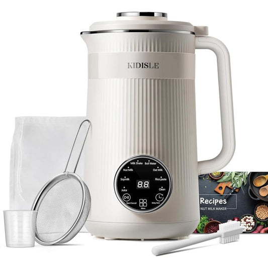 8-in-1 Multifunctional Automatic Nut Milk Machine&Coffee Maker, 32oz Auto Self-Cleaning, Delay Start, Keep Warm, Boil Water – Stainless Steel, Black/White