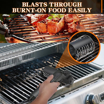 Electric BBQ Grill Brush Cordless and Rechargeable Stainless Steel Bristles,Two Replacement Cleaning Brushes,Adjustable Angle, Wire Brushes for Cleaning Rust, Grill, Dirt, Paint Removal, Welding