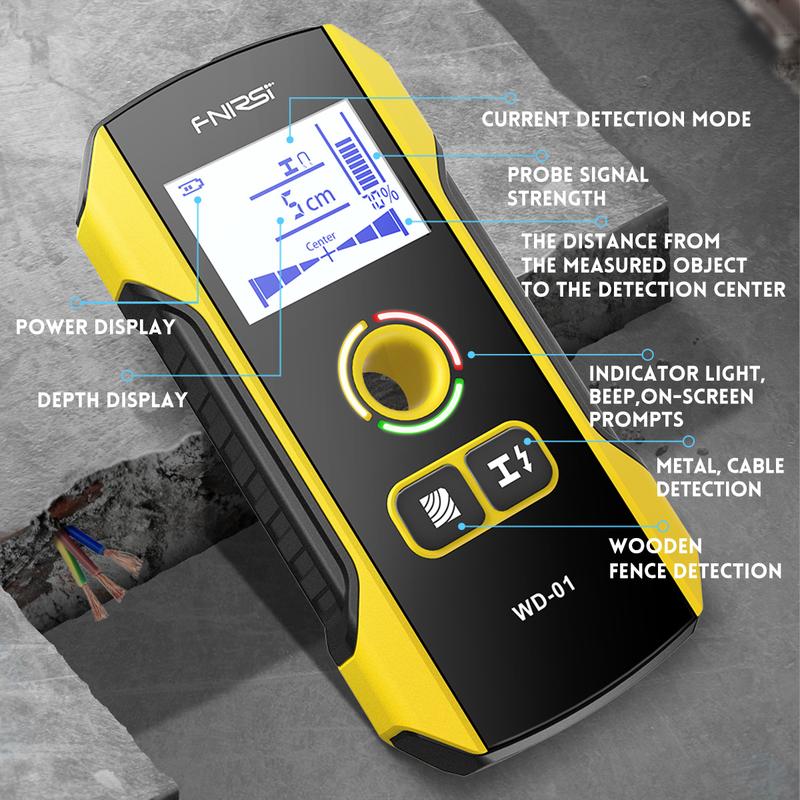 WD-01 Metal Detector Wall Scanner with Newly Designed Positioning Hole for AC Live Cable Wires Metal Wood Stud Find Hardware Home