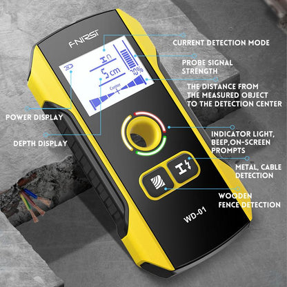 WD-01 Metal Detector Wall Scanner with Newly Designed Positioning Hole for AC Live Cable Wires Metal Wood Stud Find Hardware Home