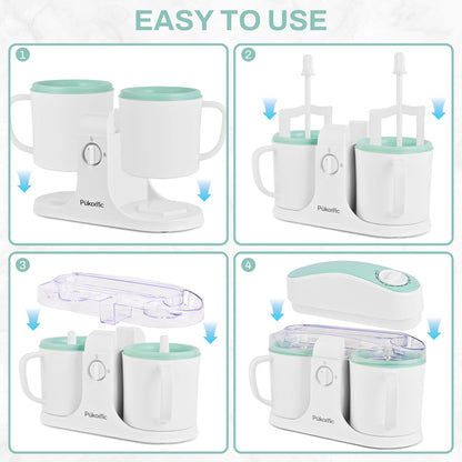 Ice Cream Maker Machine for Home Use, with Two Ice Cream Bowls,Simple Operation and Easy to Clean,White Green