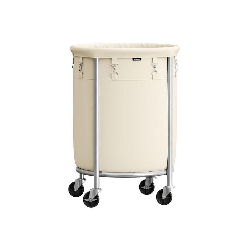 Laundry Basket with Wheels, Rolling Laundry Hamper, Round Laundry Cart with Steel Frame and Removable Bag ,Organiser