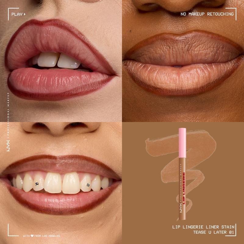 Lip Lingerie Sculpting Lip Liner Stain - Lightweight, Transfer-Proof, Waterproof, NYX Professional Makeup