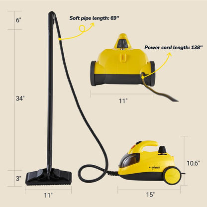 steam cleaner&mop 37-in-1, father's day gift, 302 °F steam temperature&66 Psi pressure, 72 Oz tank capacity, chemical-free deep cleaning for car, kitchen, bathroom, multi-purpose deep cleaning, eliminating grime&grease, sanitization, degreaser