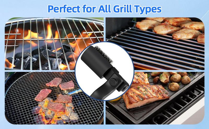 Electric BBQ Grill Brush Cordless and Rechargeable Stainless Steel Bristles,Two Replacement Cleaning Brushes,Adjustable Angle, Wire Brushes for Cleaning Rust, Grill, Dirt, Paint Removal, Welding