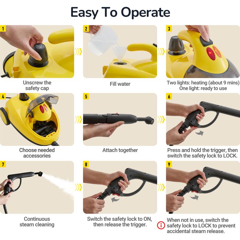 steam cleaner&mop 37-in-1, father's day gift, 302 °F steam temperature&66 Psi pressure, 72 Oz tank capacity, chemical-free deep cleaning for car, kitchen, bathroom, multi-purpose deep cleaning, eliminating grime&grease, sanitization, degreaser