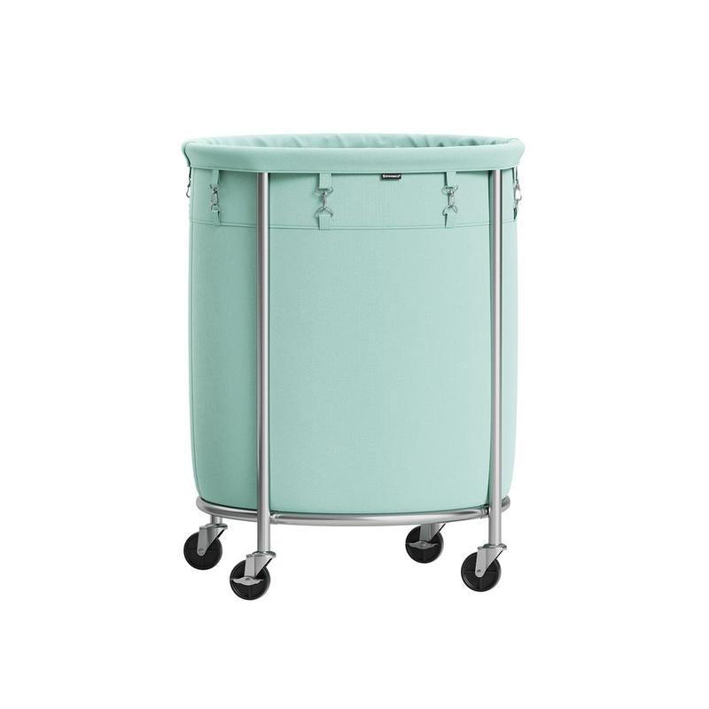 Laundry Basket with Wheels, Rolling Laundry Hamper, Round Laundry Cart with Steel Frame and Removable Bag ,Organiser