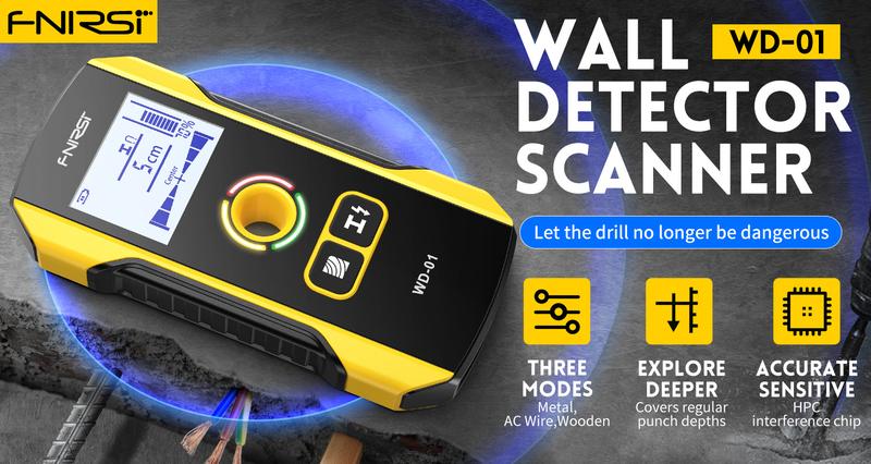 WD-01 Metal Detector Wall Scanner with Newly Designed Positioning Hole for AC Live Cable Wires Metal Wood Stud Find Hardware Home