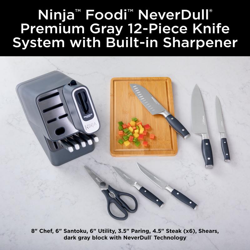 Foodi NeverDull Premium 12-Piece German Stainless Steel Knife System with Built-in Sharpener K32012 Kitchen Cutting