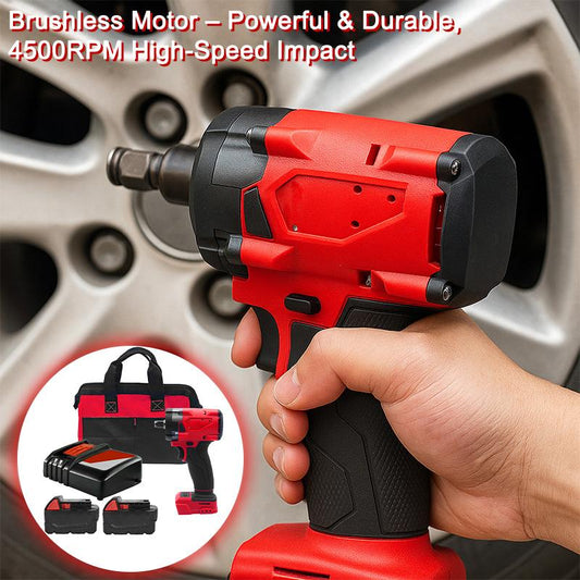 3-in-1 Cordless Impact Wrench - 1/2" Drive, Compatible with M18 Batteries, 4500 RPM Brushless Motor, Red and Black