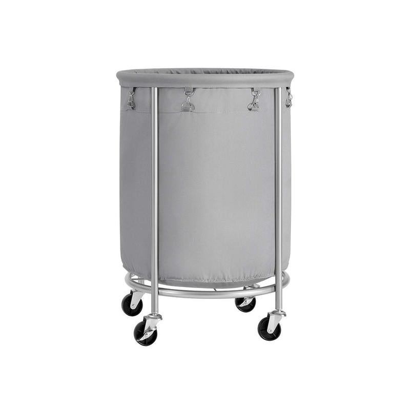 Laundry Basket with Wheels, Rolling Laundry Hamper, Round Laundry Cart with Steel Frame and Removable Bag ,Organiser