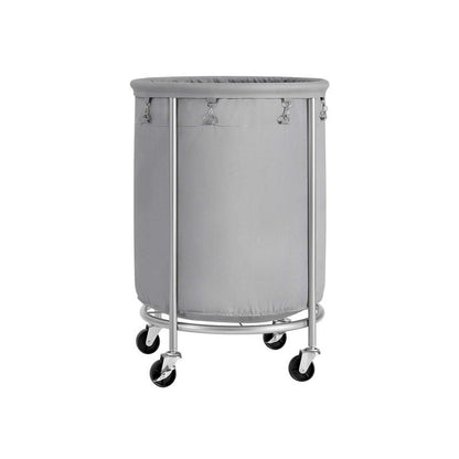 Laundry Basket with Wheels, Rolling Laundry Hamper, Round Laundry Cart with Steel Frame and Removable Bag ,Organiser
