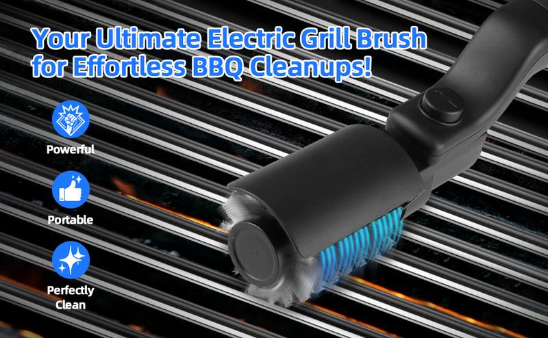 Electric BBQ Grill Brush Cordless and Rechargeable Stainless Steel Bristles,Two Replacement Cleaning Brushes,Adjustable Angle, Wire Brushes for Cleaning Rust, Grill, Dirt, Paint Removal, Welding