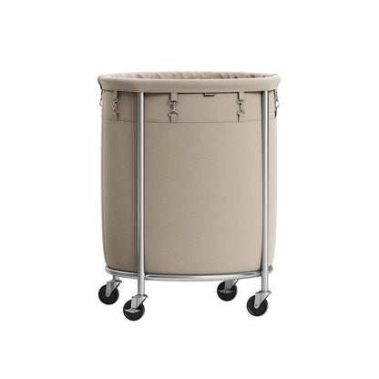 Laundry Basket with Wheels, Rolling Laundry Hamper, Round Laundry Cart with Steel Frame and Removable Bag ,Organiser