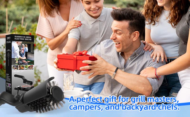 Electric BBQ Grill Brush Cordless and Rechargeable Stainless Steel Bristles,Two Replacement Cleaning Brushes,Adjustable Angle, Wire Brushes for Cleaning Rust, Grill, Dirt, Paint Removal, Welding