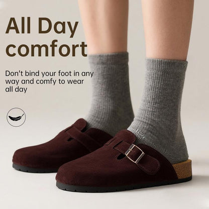 Women Men Round Toe Cork Footbed Clogs Potato Shoes Slide Outdoor Gym Shoes with Arch Support Flat Buckle Clogs Retro Fashion Walking Shoes Slippers 【PLS SIZE UP 】