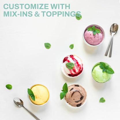 Ice Cream Maker Machine for Home Use, with Two Ice Cream Bowls,Simple Operation and Easy to Clean,White Green