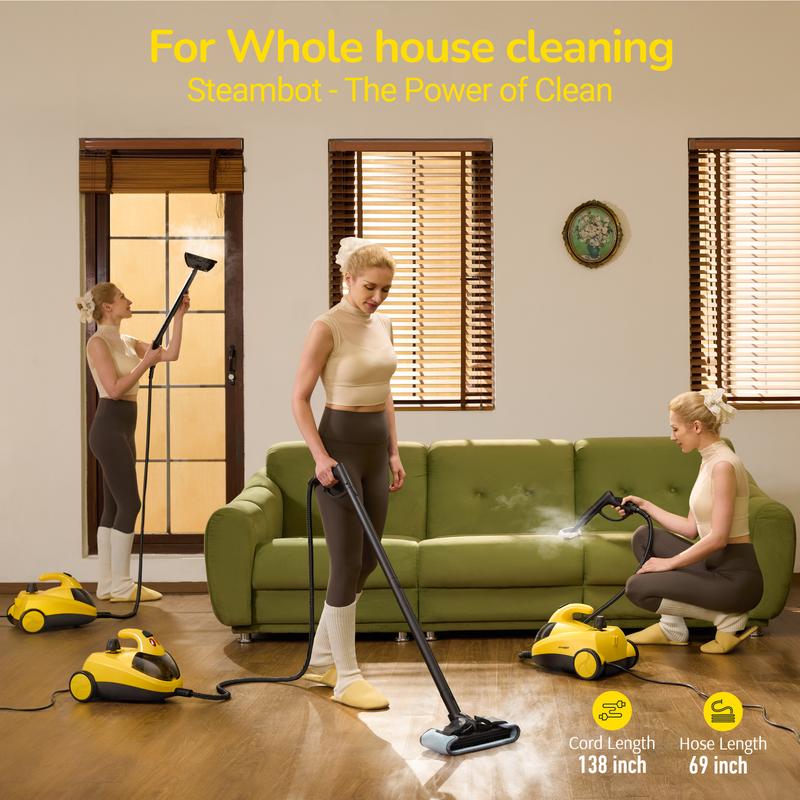 steam cleaner&mop 37-in-1, father's day gift, 302 °F steam temperature&66 Psi pressure, 72 Oz tank capacity, chemical-free deep cleaning for car, kitchen, bathroom, multi-purpose deep cleaning, eliminating grime&grease, sanitization, degreaser