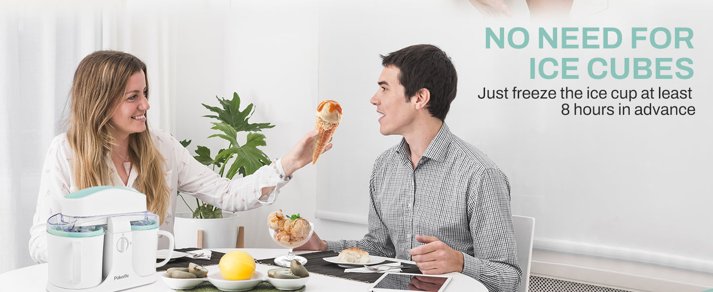 Ice Cream Maker Machine for Home Use, with Two Ice Cream Bowls,Simple Operation and Easy to Clean,White Green