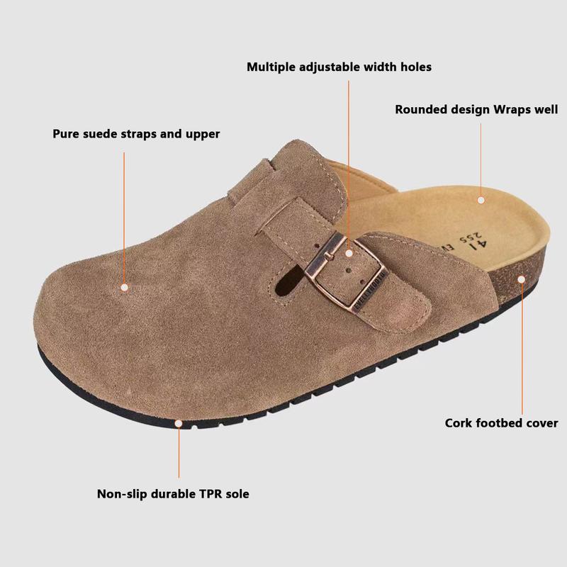 Women Men Round Toe Cork Footbed Clogs Potato Shoes Slide Outdoor Gym Shoes with Arch Support Flat Buckle Clogs Retro Fashion Walking Shoes Slippers 【PLS SIZE UP 】