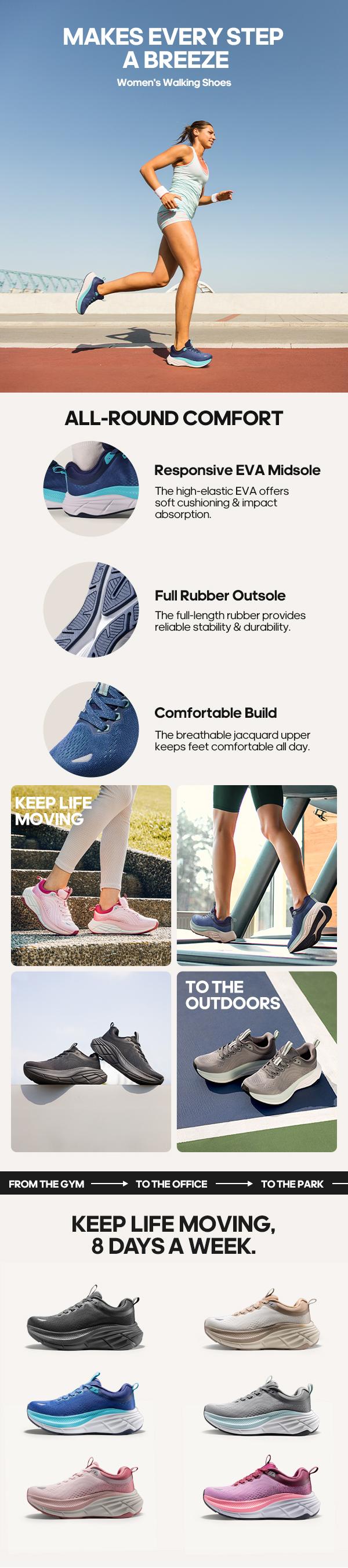 [ActiveBreeze] Women's Walking Shoes Cushion Comfortable ActiveBreeze Running Tennis Shoes Non-Slip Workout Gym Sports Athletic Breathable Fashion Sneakers