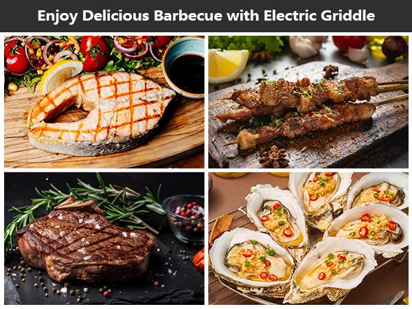 Electric Indoor Grill,2 in 1 Indoor Grills for Kitchen with Grill Net & Non-Stick Cooking Removable Plate, Temperature Control, Dishwasher Safe, 1500W Smokeless barbecue