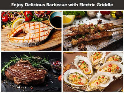 Electric Indoor Grill,2 in 1 Indoor Grills for Kitchen with Grill Net & Non-Stick Cooking Removable Plate, Temperature Control, Dishwasher Safe, 1500W Smokeless barbecue