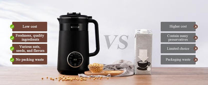 8-in-1 Multifunctional Automatic Nut Milk Machine&Coffee Maker, 32oz Auto Self-Cleaning, Delay Start, Keep Warm, Boil Water – Stainless Steel, Black/White