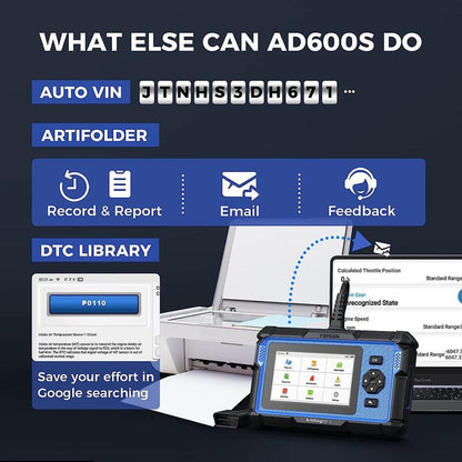 [FallFreshness] AD600S OBD2 Scanner Car Diagnostic Scan Tool for ABS/SRS/AT/Engine, 9 Reset Services, Free Lifetime Upgrade Auto Vehicle