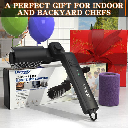Electric BBQ Grill Brush Cordless and Rechargeable Stainless Steel Bristles,Two Replacement Cleaning Brushes,Adjustable Angle, Wire Brushes for Cleaning Rust, Grill, Dirt, Paint Removal, Welding