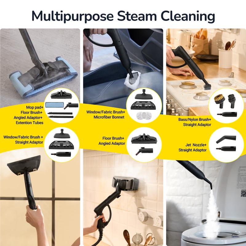 steam cleaner&mop 37-in-1, father's day gift, 302 °F steam temperature&66 Psi pressure, 72 Oz tank capacity, chemical-free deep cleaning for car, kitchen, bathroom, multi-purpose deep cleaning, eliminating grime&grease, sanitization, degreaser