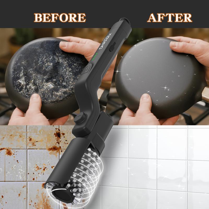 Electric BBQ Grill Brush Cordless and Rechargeable Stainless Steel Bristles,Two Replacement Cleaning Brushes,Adjustable Angle, Wire Brushes for Cleaning Rust, Grill, Dirt, Paint Removal, Welding