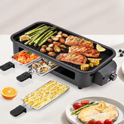Electric Indoor Grill,2 in 1 Indoor Grills for Kitchen with Grill Net & Non-Stick Cooking Removable Plate, Temperature Control, Dishwasher Safe, 1500W Smokeless barbecue