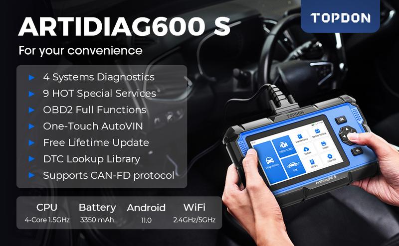 [FallFreshness] AD600S OBD2 Scanner Car Diagnostic Scan Tool for ABS/SRS/AT/Engine, 9 Reset Services, Free Lifetime Upgrade Auto Vehicle