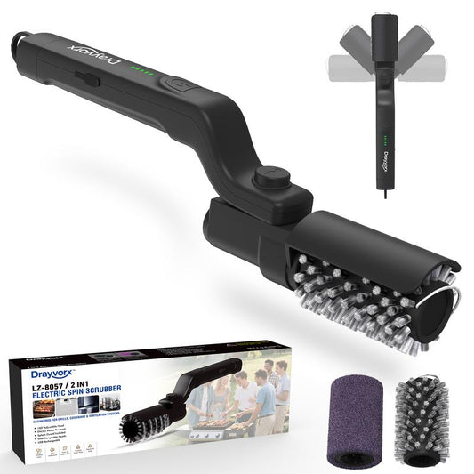 Electric BBQ Grill Brush Cordless and Rechargeable Stainless Steel Bristles,Two Replacement Cleaning Brushes,Adjustable Angle, Wire Brushes for Cleaning Rust, Grill, Dirt, Paint Removal, Welding