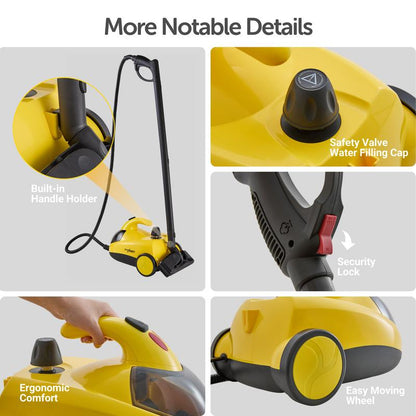 steam cleaner&mop 37-in-1, father's day gift, 302 °F steam temperature&66 Psi pressure, 72 Oz tank capacity, chemical-free deep cleaning for car, kitchen, bathroom, multi-purpose deep cleaning, eliminating grime&grease, sanitization, degreaser