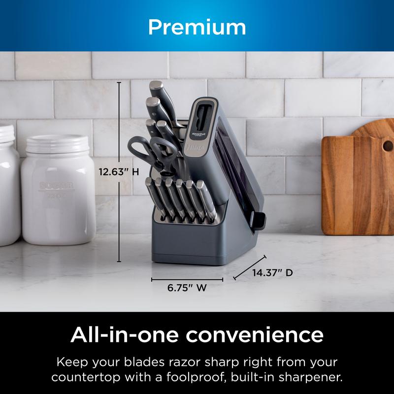 Foodi NeverDull Premium 12-Piece German Stainless Steel Knife System with Built-in Sharpener K32012 Kitchen Cutting