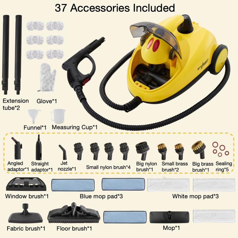 steam cleaner&mop 37-in-1, father's day gift, 302 °F steam temperature&66 Psi pressure, 72 Oz tank capacity, chemical-free deep cleaning for car, kitchen, bathroom, multi-purpose deep cleaning, eliminating grime&grease, sanitization, degreaser