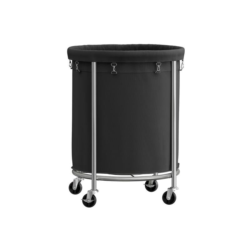 Laundry Basket with Wheels, Rolling Laundry Hamper, Round Laundry Cart with Steel Frame and Removable Bag ,Organiser