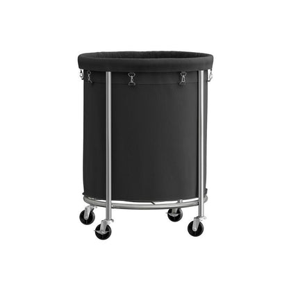 Laundry Basket with Wheels, Rolling Laundry Hamper, Round Laundry Cart with Steel Frame and Removable Bag ,Organiser