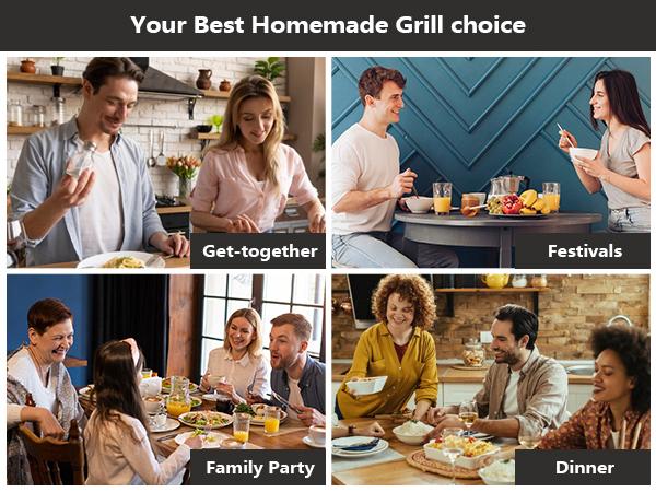 Electric Indoor Grill,2 in 1 Indoor Grills for Kitchen with Grill Net & Non-Stick Cooking Removable Plate, Temperature Control, Dishwasher Safe, 1500W Smokeless barbecue