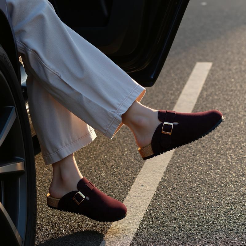 Women Men Round Toe Cork Footbed Clogs Potato Shoes Slide Outdoor Gym Shoes with Arch Support Flat Buckle Clogs Retro Fashion Walking Shoes Slippers 【PLS SIZE UP 】
