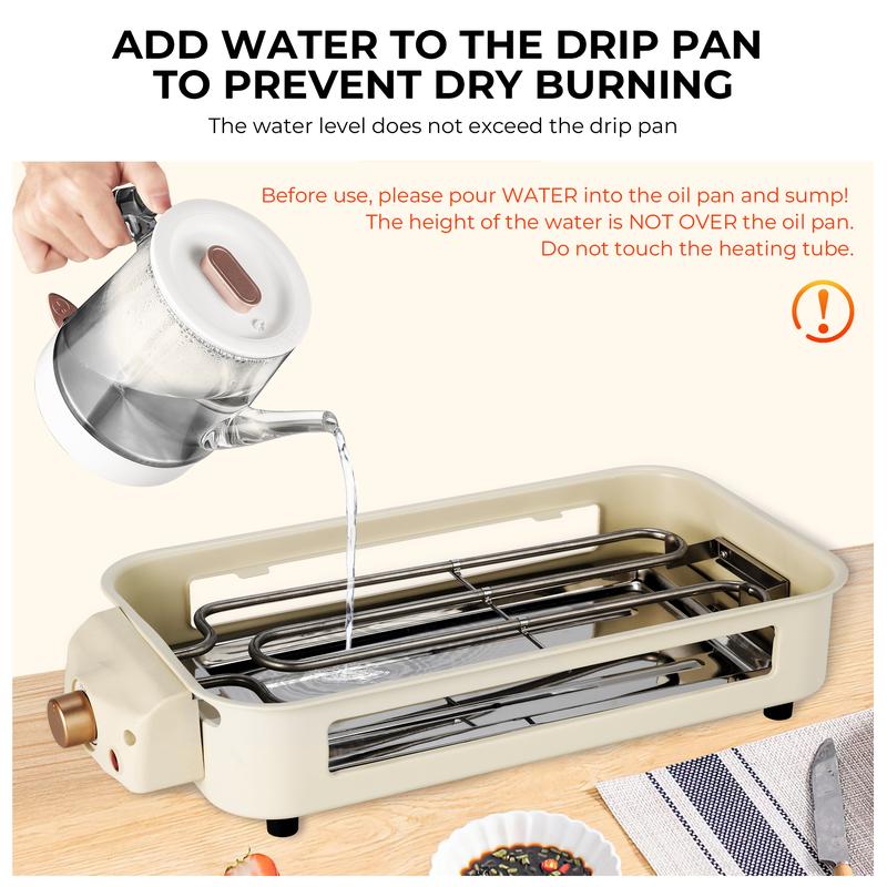 Electric Indoor Grill,2 in 1 Indoor Grills for Kitchen with Grill Net & Non-Stick Cooking Removable Plate, Temperature Control, Dishwasher Safe, 1500W Smokeless barbecue